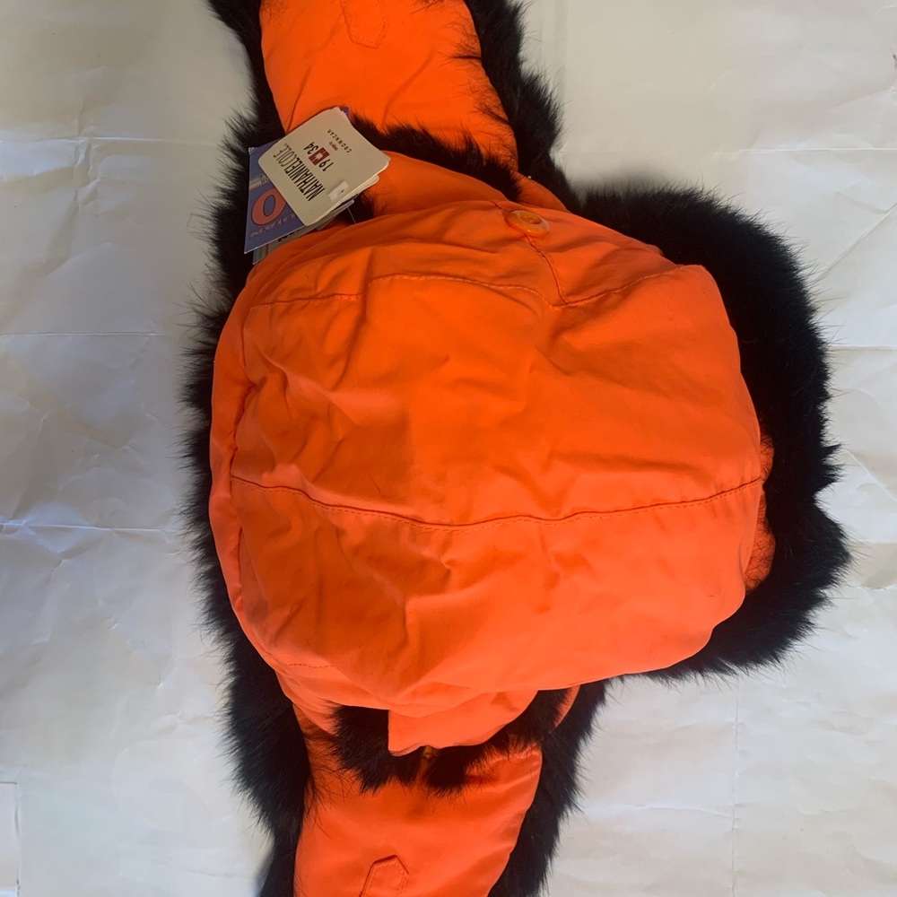 Nathaniel Cole Crown Cap Orange Trapper Hat with Black Fur